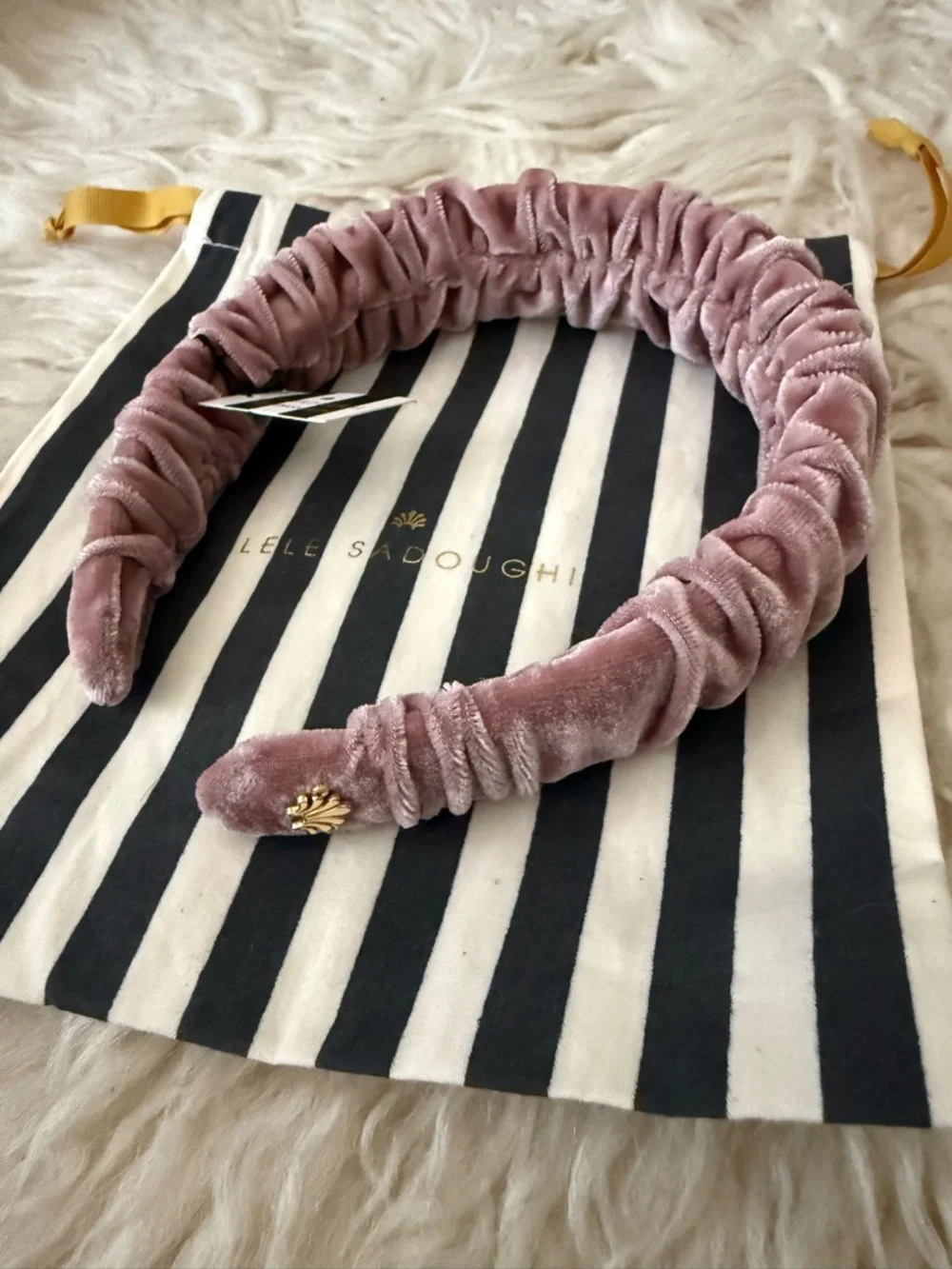 Lele Sadoughi Velvet Kelly Headband Dusty Rose